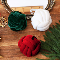 Boules de Noël artisanales de style américain en velours de 10 cm avec nœud, durables, écologiques, pour décoration intérieure suspendue