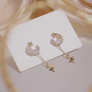Pendientes de circonita con forma de estrella y luna, delicados, con microincrustaciones, joyería para mujer, elegantes, estilo universitario - Product Image 6
