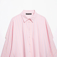 Chemise rayée à manches larges pour femme, modèle 2026, coupe décontractée, chemisier de bureau avec boutons sur le devant, OEM/ODM par une usine chinoise