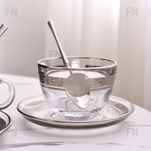 Wholesale High Quality Crystal Cup Saucer Afternoon <b>Tea</b> Wedding Coffee <b>Set</b> Cup and Saucer 6pcs <b>Set</b> - Product Image 3