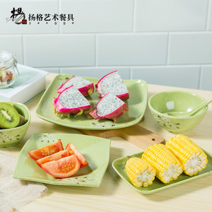 Plato Cuadrado de Melamina de 10-10.9cm, Plato Resistente para Servir Comida en Hoteles con Diseño Floral - Product Image 4