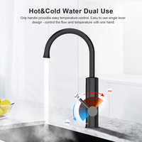 Briwellna 220V 3200W Acier Inoxydable 304 Chauffe-Eau Électrique Robinet LED Robinet D'eau Chaude Instantanée pour Cuisine Extérieure Salle De Bains