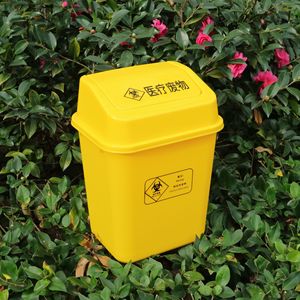ถังขยะทางการแพทย์ 10 ลิตร ฝาเปิด-ปิด ทรงสี่เหลี่ยม สีเหลือง สำหรับคลินิกและโรงพยาบาล - Product Image 1