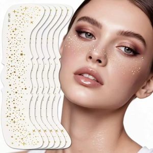 Tatuaje Facial Temporal de Purpurina Dorada Metálica, Maquillaje Brillante para el Rostro, Personalizado e Impermeable, para Mujeres y Niñas - Product Image 1