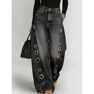 Pantalones Vaqueros de Mezclilla para Mujer, Primavera/Verano 2026, Color Sólido, Holgados, Estilo Americano, Venta al Por Mayor - Product Image 6