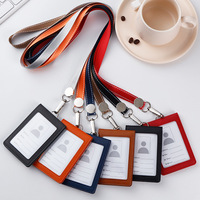 Porte-badge professionnel pliable en cuir PU de qualité, avec cordon de cou, sans fermeture, léger (40g), 50mm