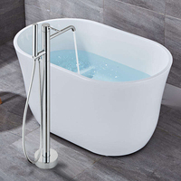 Robinet mitigeur de bain et douche sur pied en laiton, à poser au sol, eau chaude et froide, avec douchette à main, vente en gros