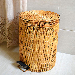 Cubo de basura de ratán Simple a la moda, Cubo de basura <span class=keywords><strong>con</strong></span> <span class=keywords><strong>Pedal</strong></span> de pie <span class=keywords><strong>con</strong></span> tapa para cestas de papel usado, cubos de basura - Product Image 5