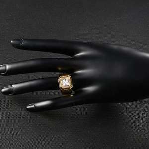 Anillo de compromiso para hombre chapado en oro de 18 quilates con circonitas de lujo, anillo de compromiso de moda con circonitas para hombre, anillo de dedo de oro que no se deslustra - Product Image 4