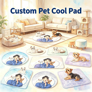 Tapis rafraîchissant pour animaux de compagnie, imprimé, motif personnalisé, coussin en gel auto-refroidissant, tapis doux pour animaux de compagnie, pour salon, décoration intérieure, chats, petits chiens - Product Image 1