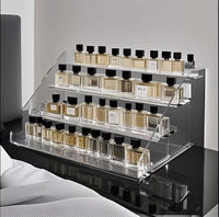 Organisateur d'affichage lumineux LED en acrylique moderne à 3 niveaux, présentoir transparent à LED pour parfum, étagère à desserts, support pour Cologne avec présentoirs pour hommes
