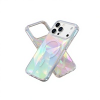 Coque TPU pour iPhone 17 Pro Max, motif diamant plaqué couleur, design géométrique, absorption magnétique, aspiration laser