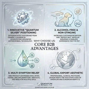 <span class=keywords><strong>Gotas</strong></span> para Oídos de Mascotas Bulk Quantum Silver - Limpiador de Oídos Avanzado Antiinflamatorio y Desodorante para Perros y Gatos - Venta al por Mayor 100ml - Product Image 2