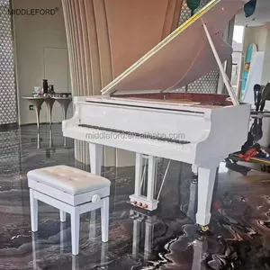 Instrumentos musicales Middleford White Glossy Baby Grand Piano con sistema silencioso de piano de cola