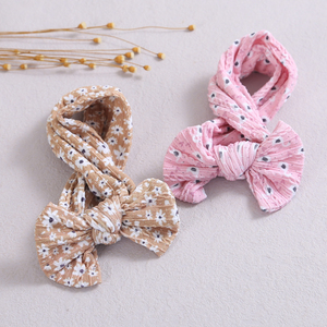 Bandeaux turbans en Nylon pour filles, serre-<span class=keywords><strong>oreille</strong></span> avec câble tricoté, nœuds imprimés, avec doublure princesse, déguisement Parent-enfant - Product Image 1