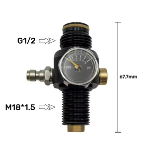 Régulateur de pression pour bouteille de CO2 Zimakyfa en alliage d'aluminium, filetage M18*1.5, entrée 3000 PSI, sortie 800 PSI, modèle noir - Product Image 4