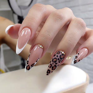 Uñas Postizas Doradas con Ondas Marrones Ámbar, 24 Piezas, con Flores, Diamantes de Imitación, Perlas, Estrellas, Pavo Real y Almendras, Uñas Acrílicas a Presión para <span class=keywords><strong>Manicura</strong></span> - Product Image 3