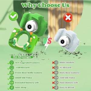 Mini caméra pour enfants X12S, 2 pouces, 1080P, caméra vidéo numérique de dessin animé dinosaure avec angle large de 180° et prise en charge OTG - Product Image 4