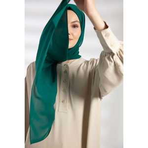 Emerald Green Chiffon <b>Shawl</b> For <b>Women</b> Breathable Lightweight Middle East Style Scarf - Product Image 5