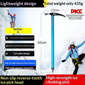 Hacha de Hielo Multifuncional Camnal para Escalada en Hielo y Romper Hielo, <span class=keywords><strong>Piolet</strong></span> Grande y <span class=keywords><strong>Piolet</strong></span> de Senderismo con Pequeña Azada - Product Image 1