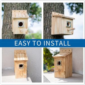 Nichoir suspendu en bois extérieur de 12 pouces avec couvercle de protection contre les prédateurs en métal - Product Image 3