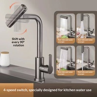 Robinet de cuisine extractible en acier inoxydable avec pulvérisateur trois/quatre fonctions, cartouche céramique, eau chaude/froide pour le lavage des légumes