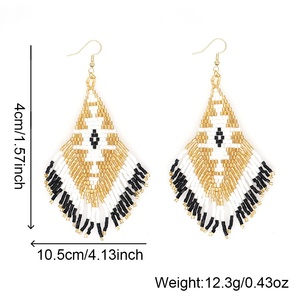 Go2boho pendientes hechos a mano para mujer Retro étnico bohemio elegante exagerado alegoría patrón diamante colgante moda alto sentido - Product Image 5