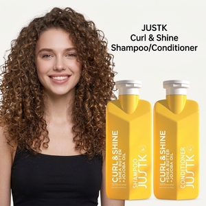 Wholesales <strong>Natural</strong> Hair Care JUSTK Curl &amp; Shine <strong>Shampoo</strong> and Conditioner for Moisturizing Shinny Curly Coily and Textured Hair - Product Image 1