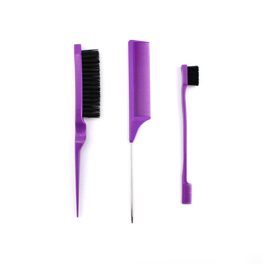 3 peças conjunto de pente de pentear cabelo escova de cabelo para mulheres bebês pente de cauda de rato escova de controle de borda