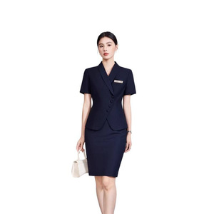 Women's Summer Suit Set Short Sleeve Wool Blend Two Piece Skirt Suit For Office Lady Commute Anti Wrinkle YX 717B08KC06Q - Product Image 5