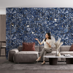 Azulejos de porcelana antideslizantes Agatha Blue de 800x1600 mm para suelo y pared, con aspecto de mármol, diseño premium de gran formato. - Product Image 6