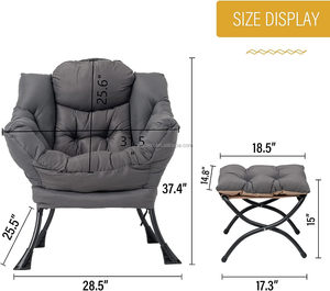 Sofá Pequeño de Lujo, Estilo Nórdico Moderno, Silla con Tachuelas para Tienda de Ropa Femenina, Dormitorio, Silla de Descanso Popular en Línea con Taburete - Product Image 4