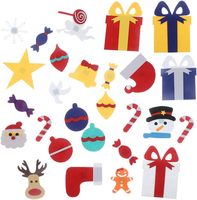 Heißer Verkauf Weihnachts dekorationen Wandbehang 3D DIY Filz Stoff Weihnachts baum Set mit LED-Licht 32 Stück Ornament für Kinder