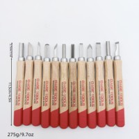 Nouveautés : Ensemble de 12 ciseaux à bois SK5 avec manche en hêtre et sac en toile pour projets de sculpture DIY et de travail du bois