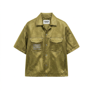 เสื้อแจ็คเก็ตหนัง PU แขนสั้นทรงเข้ารูป พิมพ์ลายกราฟิก โลโก้ OEM/ODM ตามสั่ง ปี 2026 สำหรับผู้ชายไซส์ใหญ่ - Product Image 6