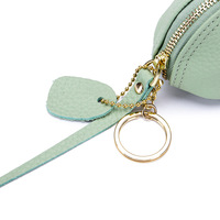 Porte-monnaie pour femme en cuir véritable souple, motif animalier de dessin animé, mini, mignon, avec fermeture éclair, style frais, pochette pour usage quotidien