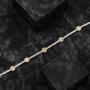 Nueva Cadena Cubana de Oro de 14K con Diseño de Lujo, Brazalete con Incrustaciones de Moissanita Cultivada en Laboratorio, Dos Hileras de Diamantes VVS, Joyería Hip Hop, Regalo - Product Image 4