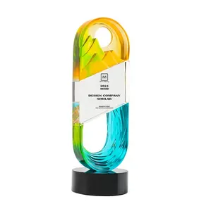 Jadevertu brevet liuli Crystal Trophy for 2024 artglass work trofeos crystal plaque award