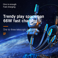 Kabel Data USB 3 in 1 Retractable Berkualitas Tinggi 66W Tipe-C 5A Pengisian Daya Super Cepat untuk Ponsel