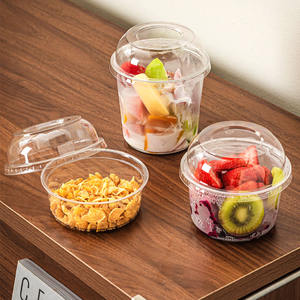 Logo personalizzato stampato 12oz 16oz contenitore Deli usa e getta insalata frullato di frutta Acai ciotole con coperchio a cupola - Product Image 2