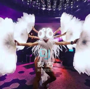 Accesorio Luminoso para la Cabeza, Abanico Luminoso de Mano Estilo Barra, <span class=keywords><strong>Disfraz</strong></span> de <span class=keywords><strong>Bailarina</strong></span> Sexy Blanca para Escenario, 100% Poliéster, Fiestas, <span class=keywords><strong>Halloween</strong></span> - Product Image 4