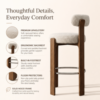 Tabouret de bar haut en bois massif au design moderne et épuré, avec repose-pieds, sans accoudoirs, assise en cuir véritable, pour bar à domicile et cuisine