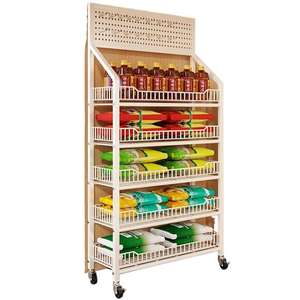 スナック棚 インターネットで話題の新型レジ台 キッチン陳列＆収納ラック 多層折りたたみ式フロアタイプ 5+層 メタル製 - Product Image 1