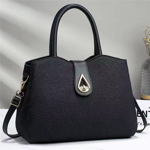 Sac fourre-tout grande capacité en cuir PU brodé couleur unie, tendance 2025, pour femme - Product Image 3