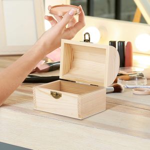 Hộp Gỗ Với Nắp Có Bản Lề Và Khóa Clasp Đồng Bằng Trang Trí Hộp Gỗ Cho Nghệ Thuật Sở Thích Tự Làm Đồ Trang Sức Quà Tặng Lưu Trữ - Product Image 2