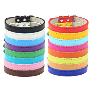 Venta caliente multicolor <span class=keywords><strong>PU</strong></span> cuero ajustable hebilla de Metal mascota perro gato pequeño Animal Collar - Product Image 2