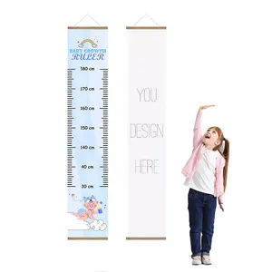 Canvas Kids Growth Chart 79"x7.9" Height Chart You Design Pattern For Children For Measurement Wall Decor