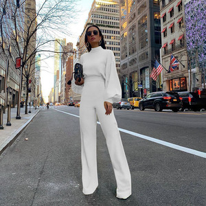 Tuta <span class=keywords><strong>Elegante</strong></span> da <span class=keywords><strong>Donna</strong></span> Bianca Casual a Maniche Lunghe per Fitness Ultimo Design alla Moda - Product Image 3