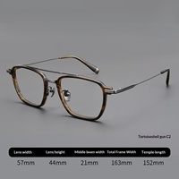 Monture de lunettes extra-large faite à la main de 163 mm KJ23T, style carré pour hommes, en titane pur, double pont, pour myopie
