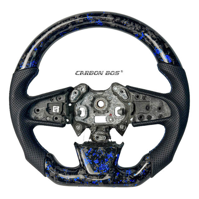 Factory Accept Wholesale and Retail Dark Blue Forged Carbon Fiber Black Leather for Renault Megane 2 Megane 4 Car Steering Wheel